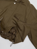 Cotton high neck over fit bomber jacket