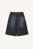 Sand-washed Bermuda denim pants