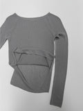 Boatneck See-Through Knit T-Shirt