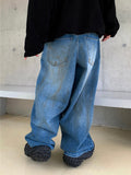Oil wave denim pants