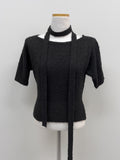 [Scarf Set] Tail Boat Neck Half Knit