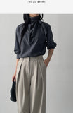 Leila High Neck Tie Blouse