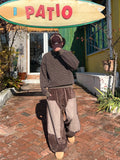Suede Double Knee Balloon Pants