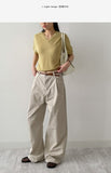 121 One Tuck Cotton Wide Pants
