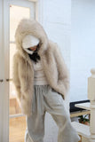 Padding reversible) hood fur jacket