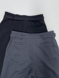 Marron Belted Two-Tuck Wide Slacks