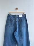Deep Tuck Wide Blue Denim