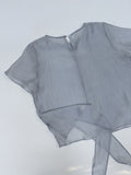 Blooming Wrap See-through Short Sleeve Blouse