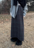 CHECK LONG SLIT WOOL SK