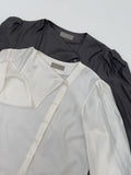 Unbalanced One-Tie Puff Blouse