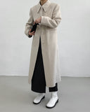 [Wool 90%] Big collar robe handmade long coat