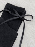 Ribbon Cashmere Plain Knee Socks