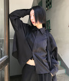 HIDDEN BUTTON CROP SHIRT