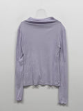 Velvet See-Through Mock Neck Polar Fleece T-Shirt