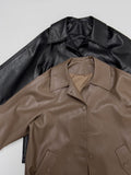 Lape Belted Half Leather Coat