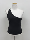 Button One-Shoulder Ribbed Vest