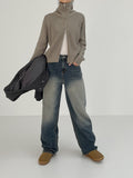 Raglan Two-Way Knit Zip Up