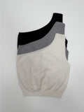 One-Shoulder Wool Knit Vest