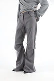 Back button pin tuck bootcut slacks