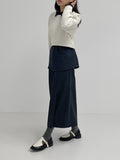 Pie pintuck banding long skirt