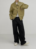 Big Collar Over Fit Leather Blouson