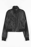 Tone satin crop zip-up
