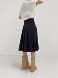 Nylon Pleated Midi Skirt