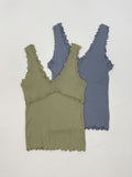 Ruffle V-Neck Sleeveless Top