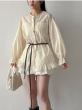Frill Stripe Loose Fit Blouse