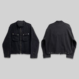 Salt Washed Biker Denim Jacket