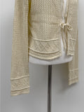 Ribbon Crochet Punching Knit Cardigan