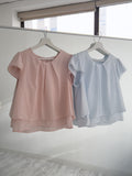 Plain layered short sleeve blouse (2C)