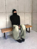 Mohair balaclava hood knit