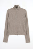 Two-tone high neck two-way zip-up