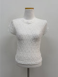 [Short sleeve ver.] Floral Lace See-through T-Shirt