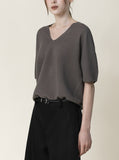 [Premium] Whole Garment Ariere V-neck Linen Knit
