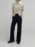 Zip-up round crop knit