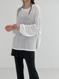 Linen Slit See-Through Overfit T-Shirt