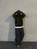 Striped Two-Tone Knit Zip-Up