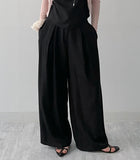 [Setup Available] Chopin Banding Pleated Wide Slacks