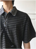 Todd Pigment Stripe Short Sleeve Collar Tee
