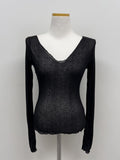 Kevin See-through V-Neck Long Sleeve T-Shirt