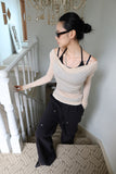 Ballet see-through shirring top