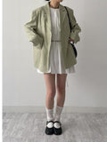 [summer] Rib pin tuck linen overfit jacket