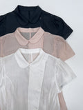 Harbor Unbalanced Short Sleeve Blouse
