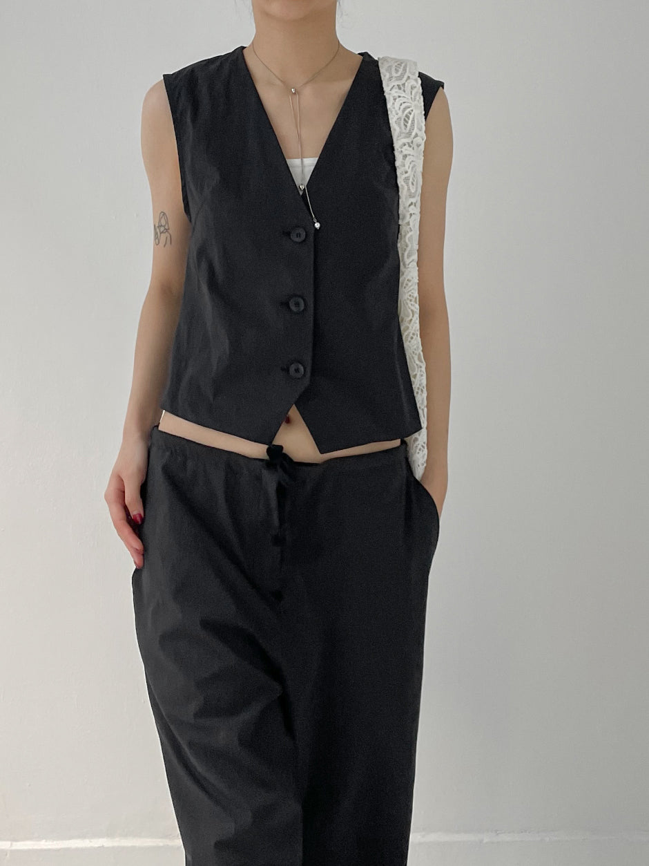 【INCHANT ME】Luev Strap Nylon Wide Pants INCHANT ME(インチャントミー) - ルエブストラップナイロン