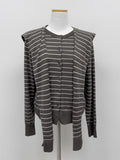 [Shawl SET] Striped Round Knit Cardigan