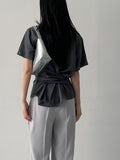 [Short Sleeve Ver] Diamond Frill Wrap Blouse
