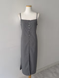 Dot Deep Slit Layered Bustier Long One Piece