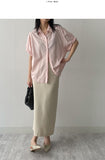 Silky Roll-up Overfit Short Sleeve Shirt